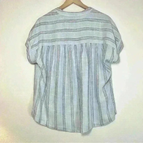 Splendid Women’s Striped V-Neck Collared Blouse Size Medium - Picture 8 of 12